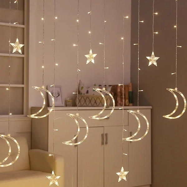 2018 Star Moon Fairy Lights Led Curtain String Light Garland 3.5m Xmas Decorations