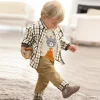 Kids Boys Baby Suits Toddler Plaid Outfits 3 Pcs