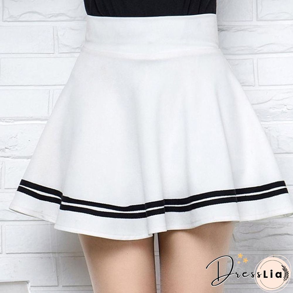 Summer Women Fashion Korean Version Style Pleated Skirt Solid Color High Waist Casual Mini School Skirt