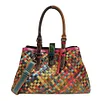 Hand-woven Oversized Colored Leather Leather Shoulder Bag Handbag
