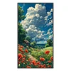 (Big Size)Opium Poppy - 14CT Stamped Cross Stitch - 40*70cm - Flower Natural