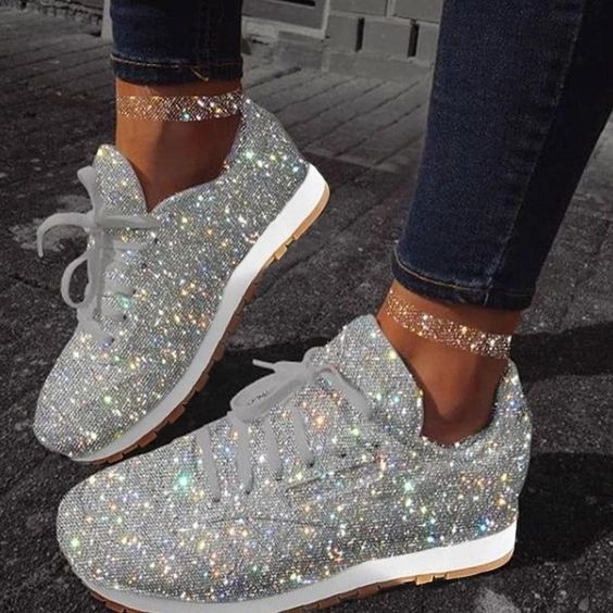 Women Rhinestone Platform Comfortable Slip-On Shoes