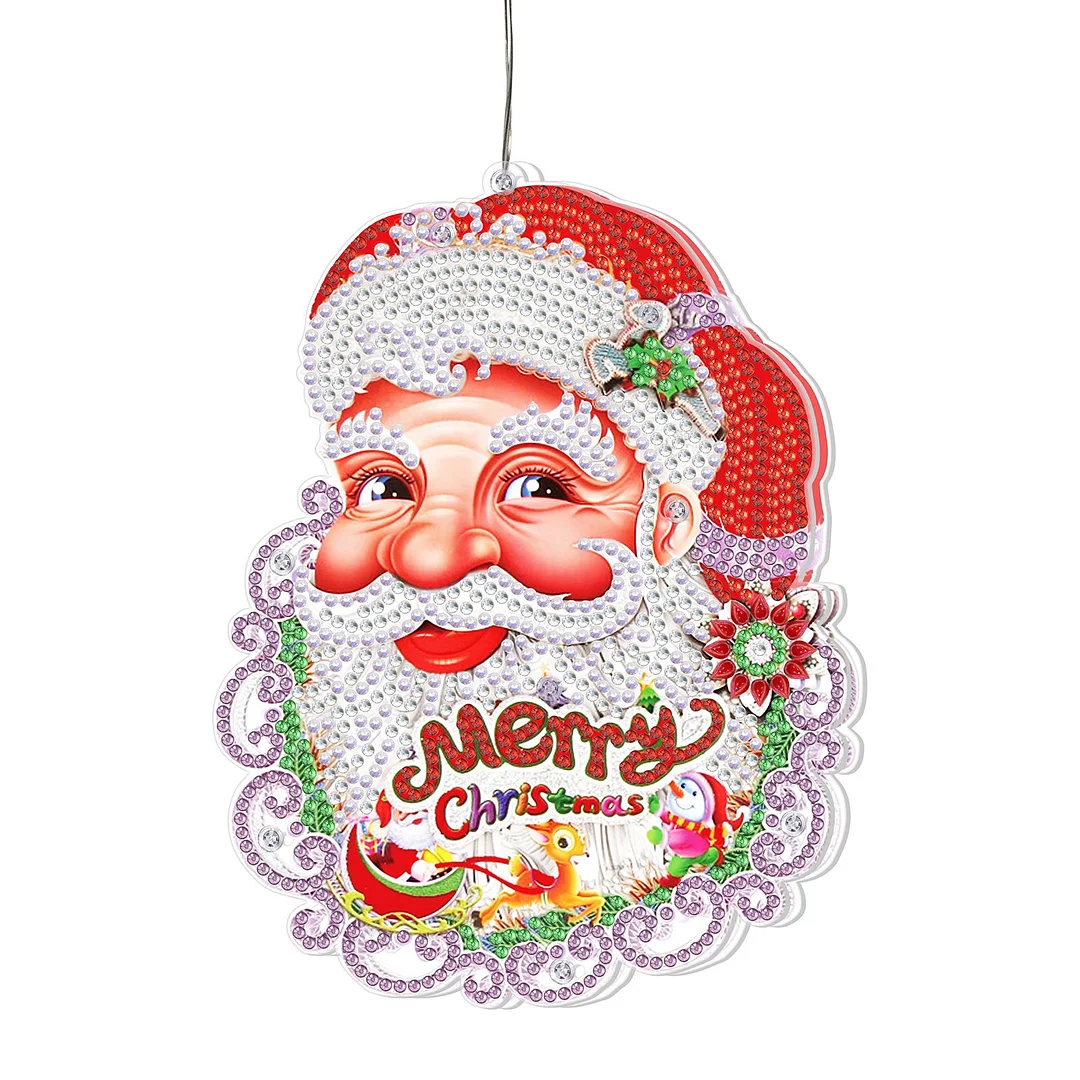 5D Christmas Diamond Painting Hanging Light Festive Rhinestone Lamp Pendant