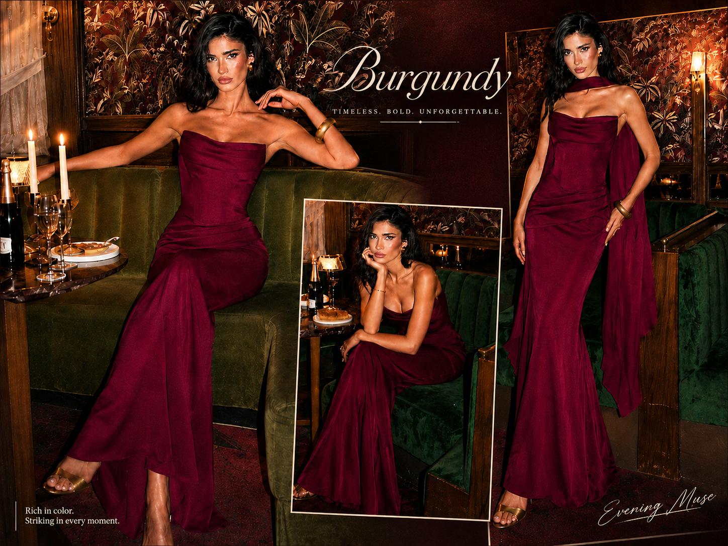 Azazie Sorrel Corset Lace-up Mermaid Wedding Guest Evening Luminous Satin Maxi Dress Minimalist