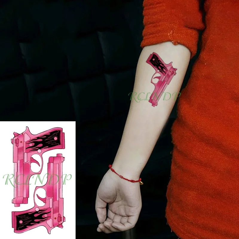 Waterproof Temporary Tattoo Sticker black machine gun tatto flash tatoo fake tattoos for men women
