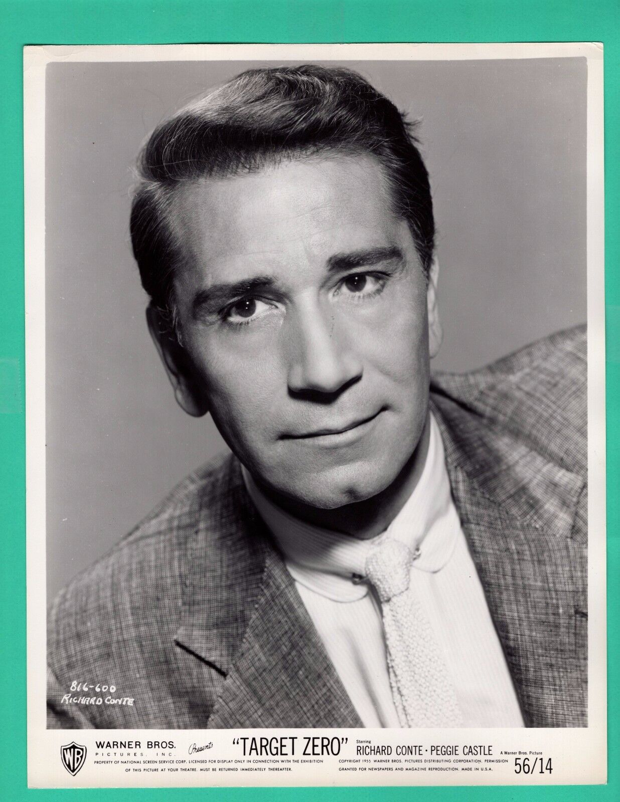 RICHARD CONTE Movie Star Promo 1955 Vintage Photo Poster painting TARGET ZERO Warner Bros 8x10