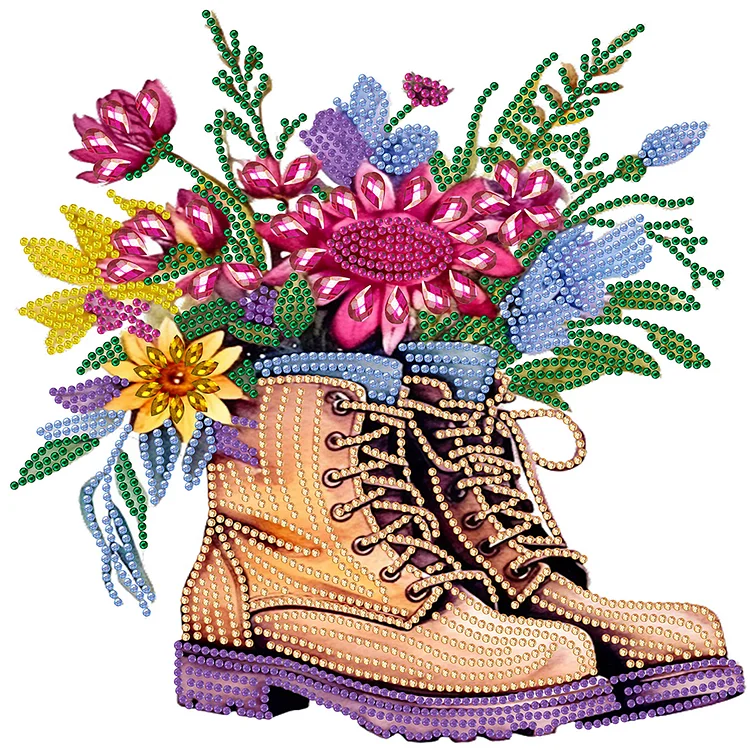 Boots Bouquet 30*30CM(Canvas) Special Shaped Drill Diamond Painting gbfke