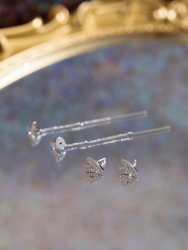 1 Pair Fairy Style Casual Heart Shape Solid Color Inlay Copper Zircon Drop Earrings