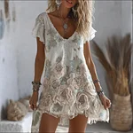 Bohemian Rose Layered Vintage Short Skirt - Image 2