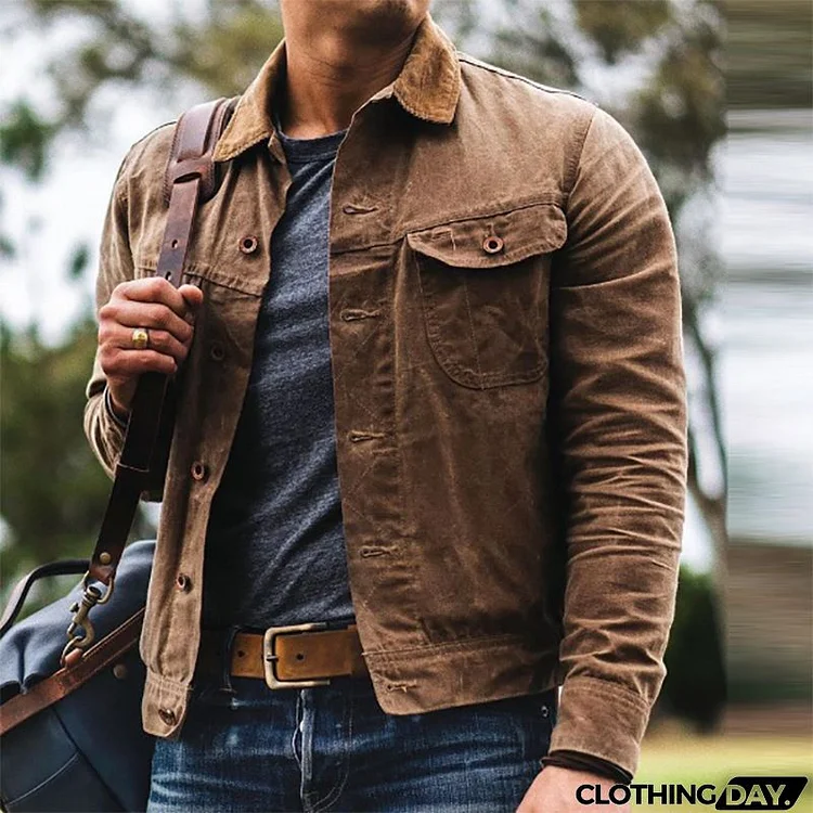 Men's Casual Lapel Solid Color Single-Breasted Jacket