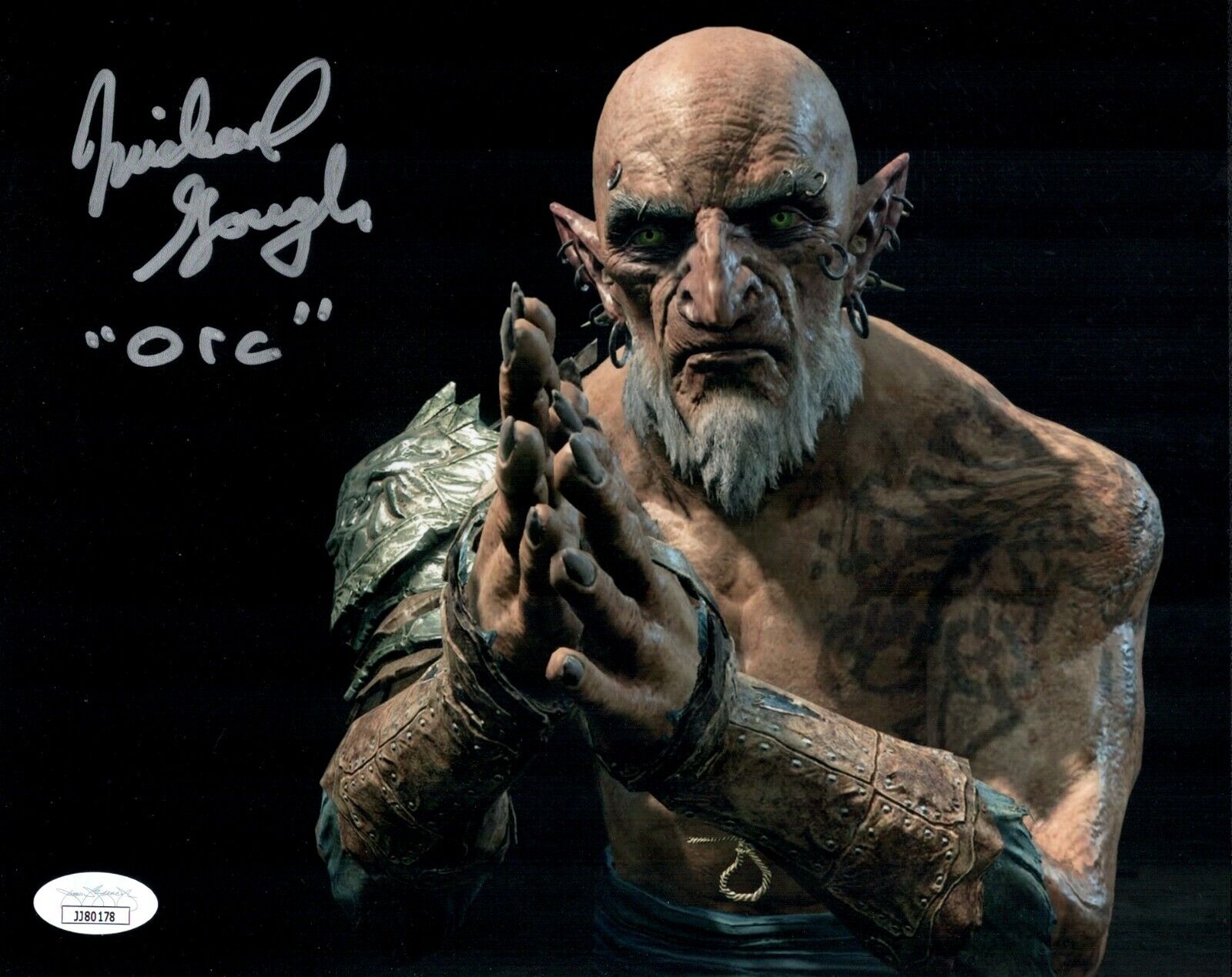 MICHAEL GOUGH Signed SHADOW OF MORDOR 8x10 ORC Photo Poster painting In Person Autograph JSA COA