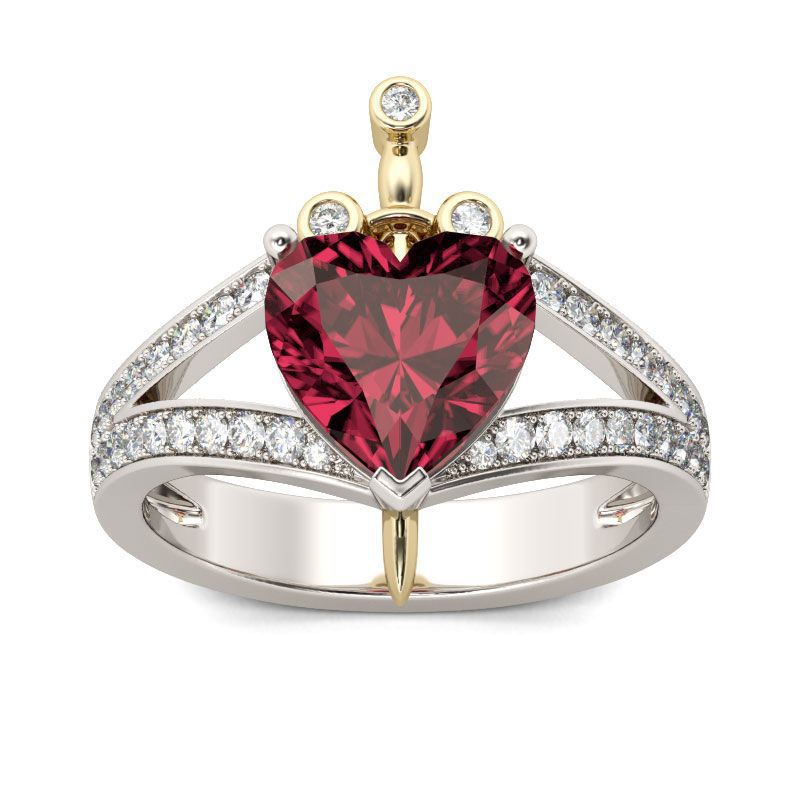 Elegant Red Gemstone Heart Shaped Diamond Ring 2024 - Flycurvy 
