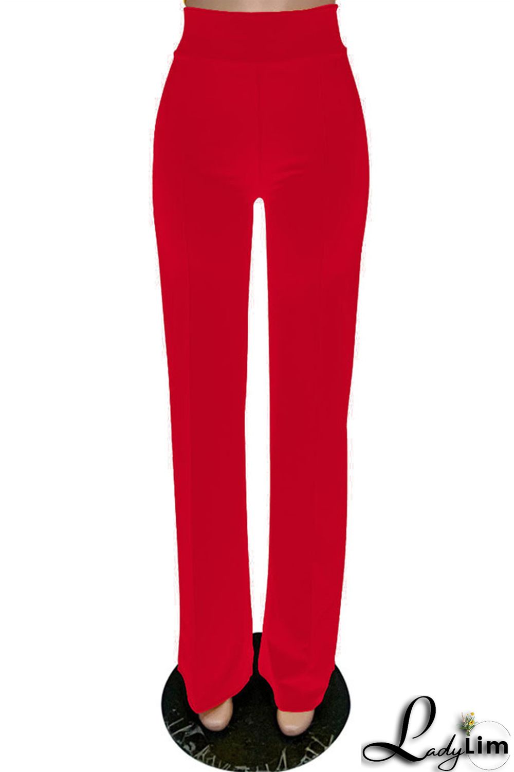 White Fashion Casual Solid Basic Regular High Waist Trousers