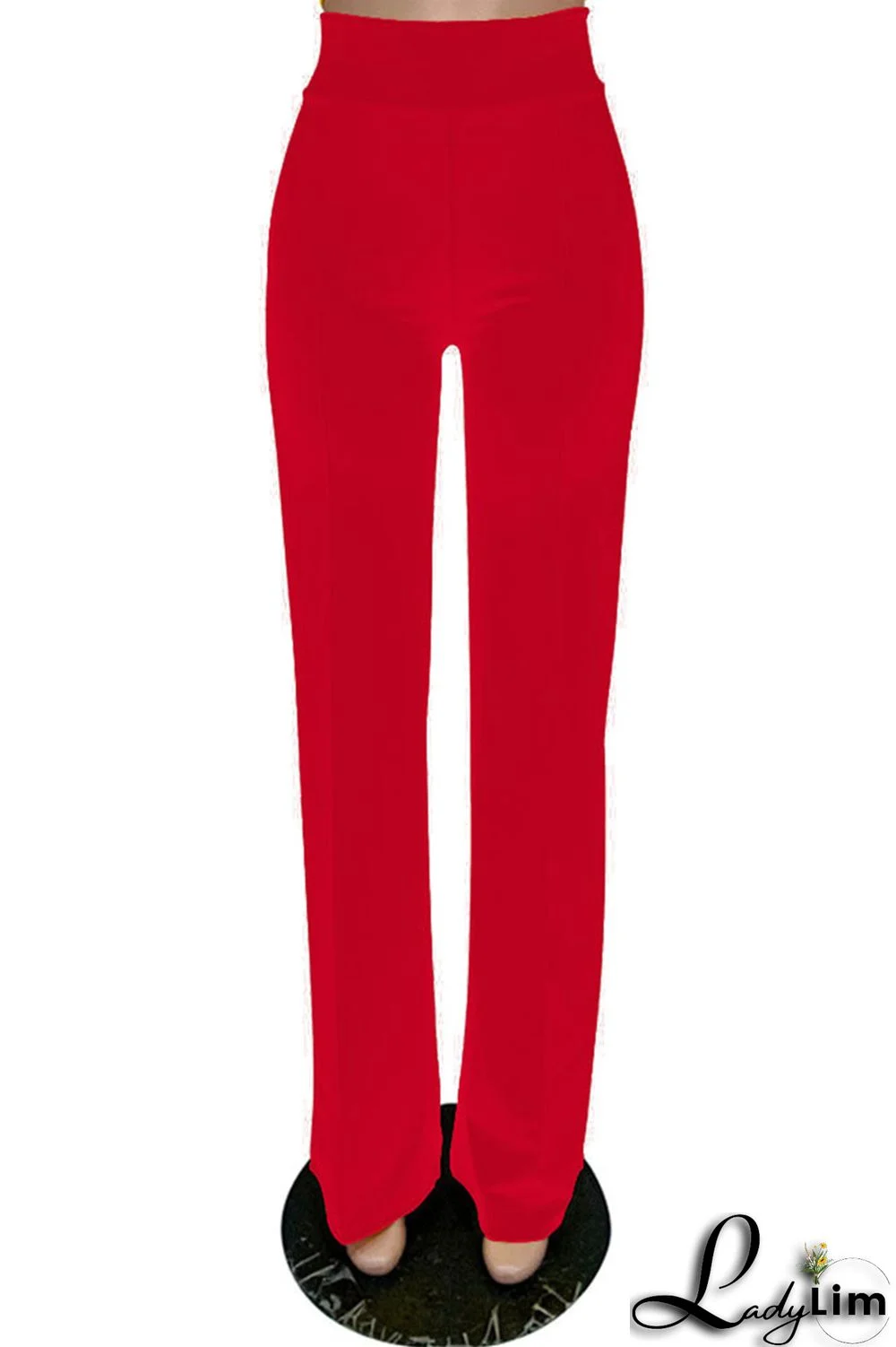 White Fashion Casual Solid Basic Regular High Waist Trousers