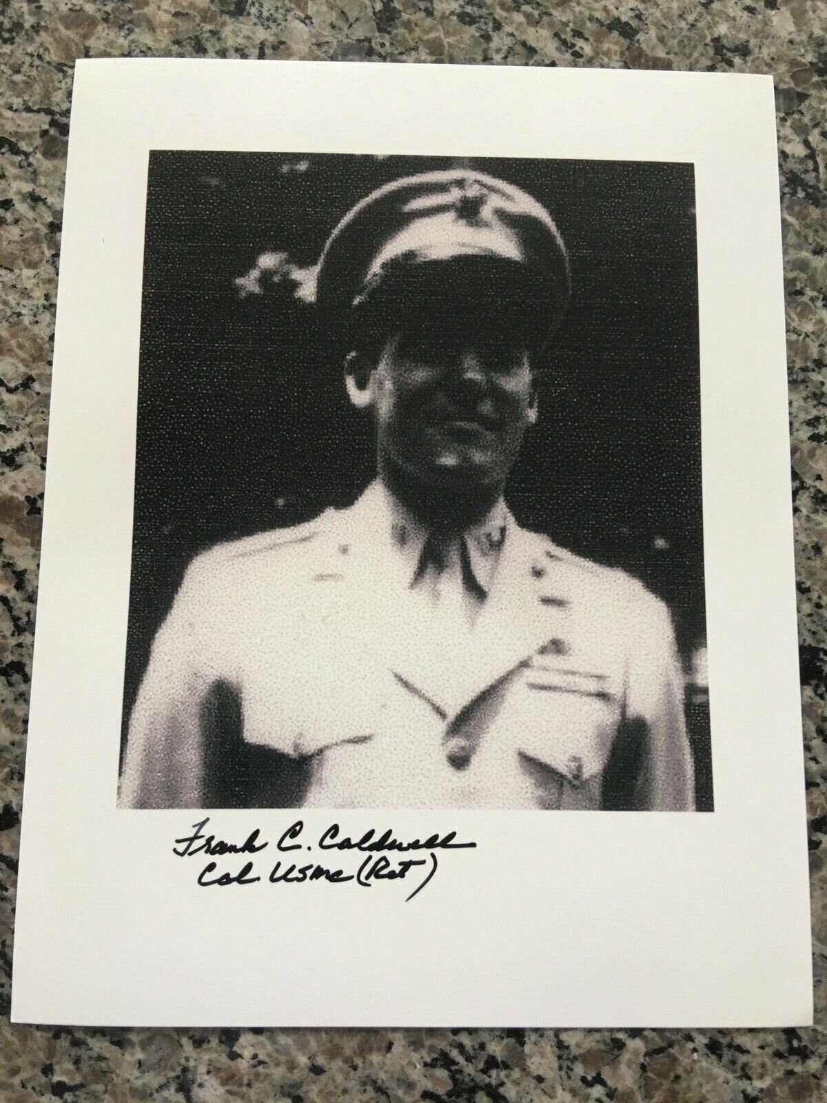 FRANK CALDWELL 5TH MARINE DIVSN. IWO JIMA NAVY CROSS RECIPIENT RARE SIGNED Photo Poster painting