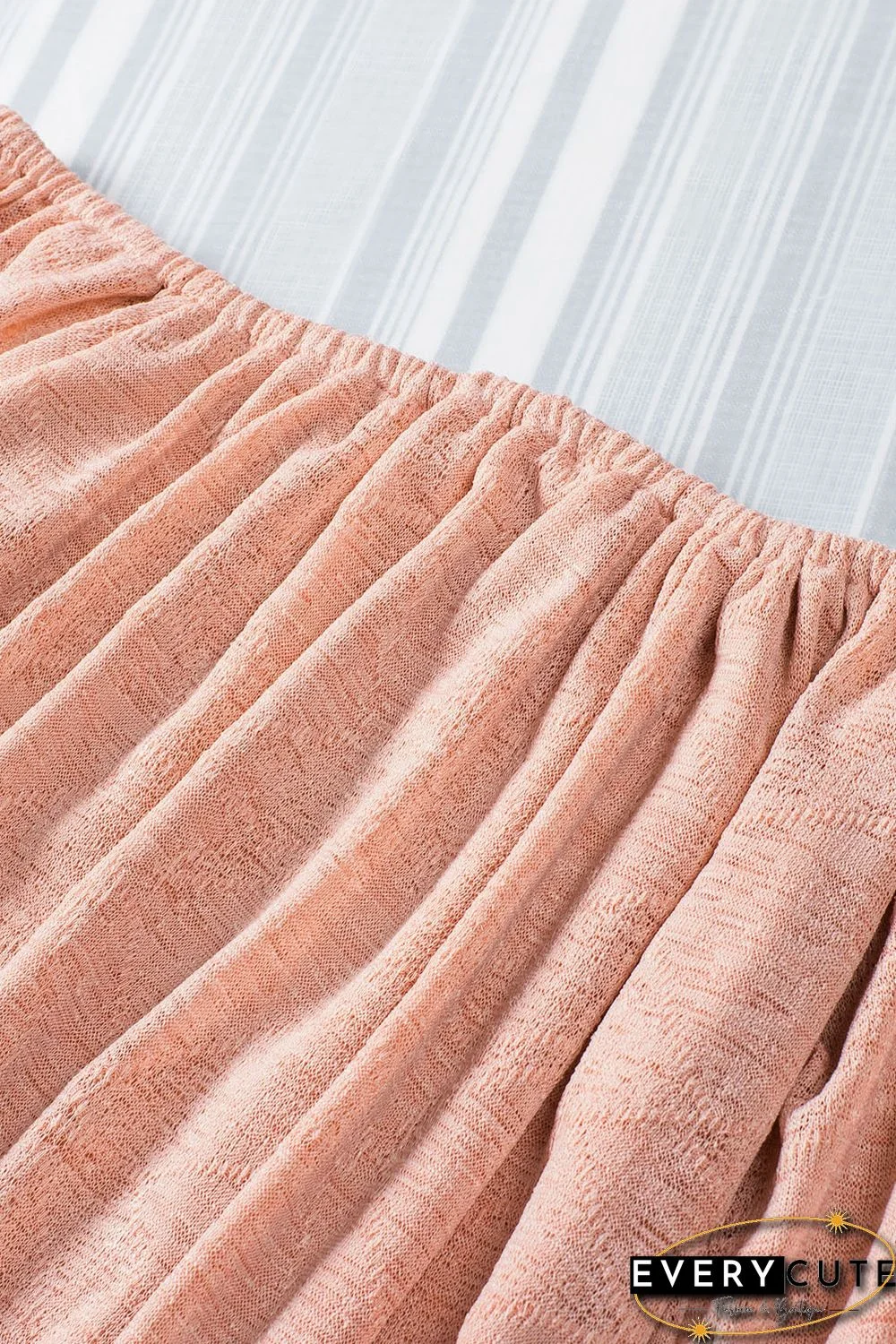 Pink Subtle Jacquard Long Sleeve Off Shoulder Blouse