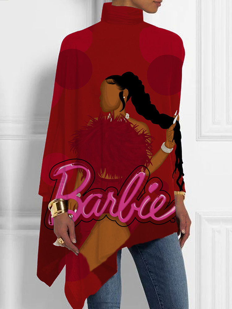 Beautiful Braids Brown Barbie Half Turtleneck Hem Top