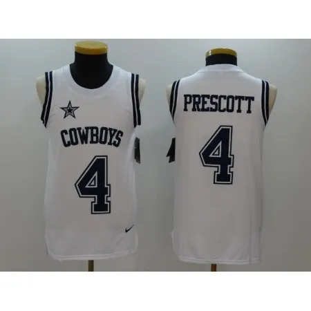 Men's  Dallas Cowboys #4 Dak Prescott White Stitched NFL Limited Rush Tank Top Jersey