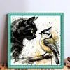 Black Cat And Sparrow-11CT Stamped Cross Stitch 40*40cm/15.75*15.75in