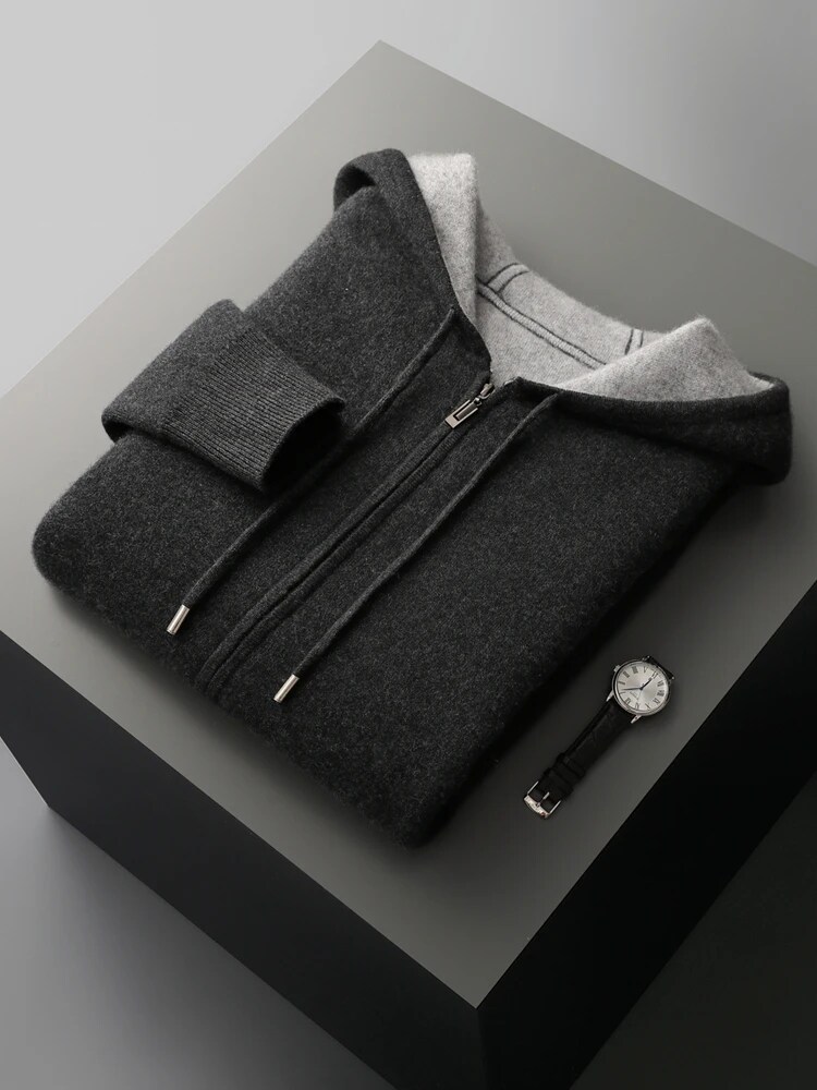 Raptureculture men fall outfits casual Men's Cashmere Sweater 100% Merino Wool Cardigan Hoodie Thick Zipper Knitwear Luxary Quality Coat Smart Casual Tops Clothing