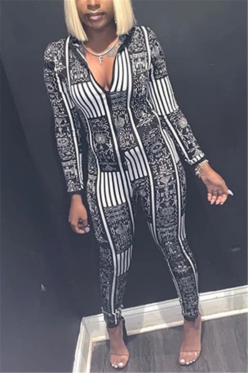 Casual Sexy Printed Tight-Fit Jumpsuit