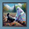 Halloween Geist und Katze - runder Bohrer Diamantmalerei - 40*40cm