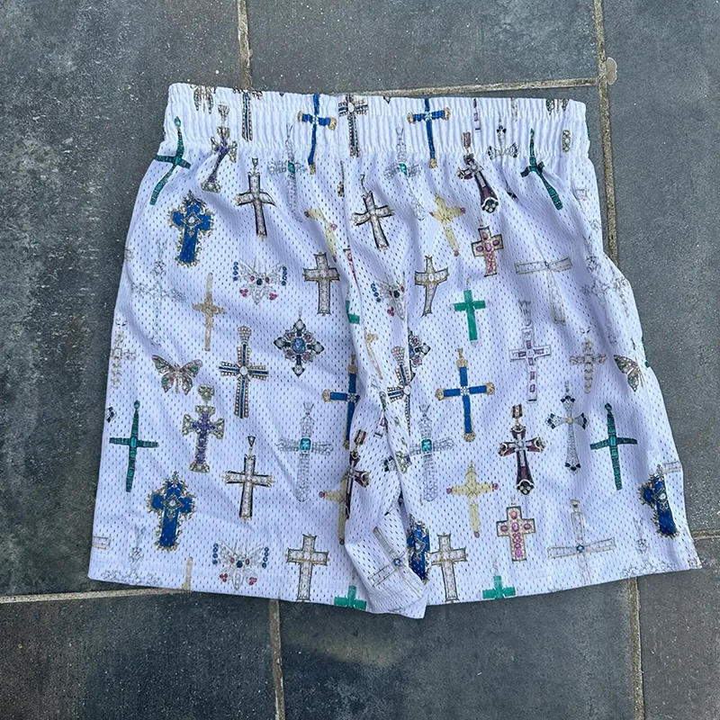 Loveciss®/ Trendy Baroque Cross Print Mesh Shorts