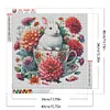Kaninchen und Dahlie - Rundbohrer Diamantmalerei - 40*40cm
