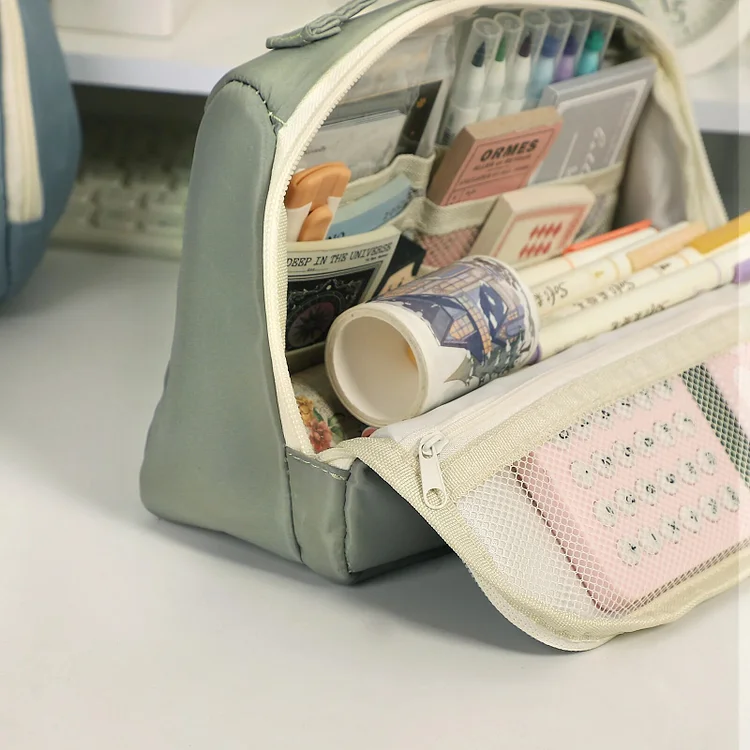Journalsay 1Pc Multi-functional Large-capacity Canvas Pencil Case