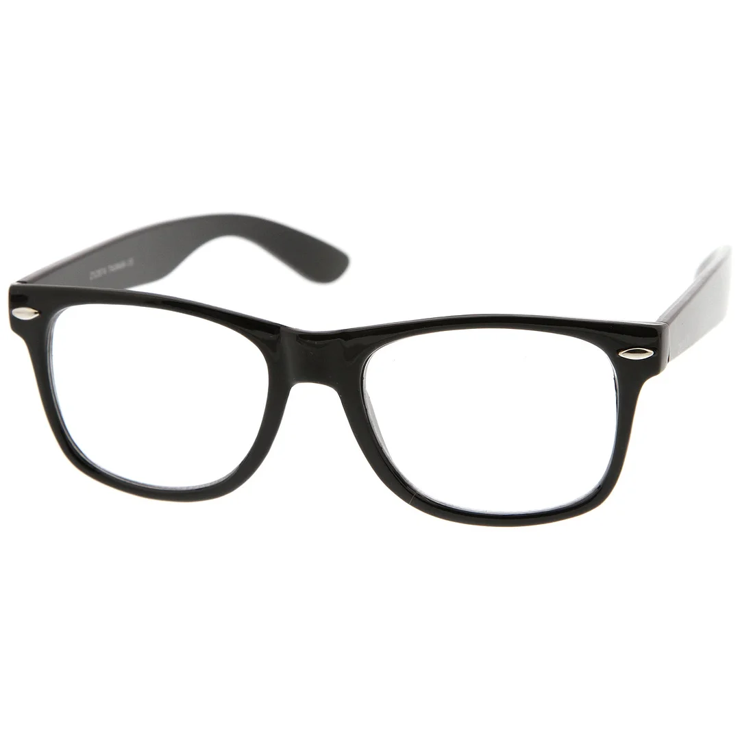 Retro Wide Temple Clear Lens Horn Rimmed Eyeglasses 54mm