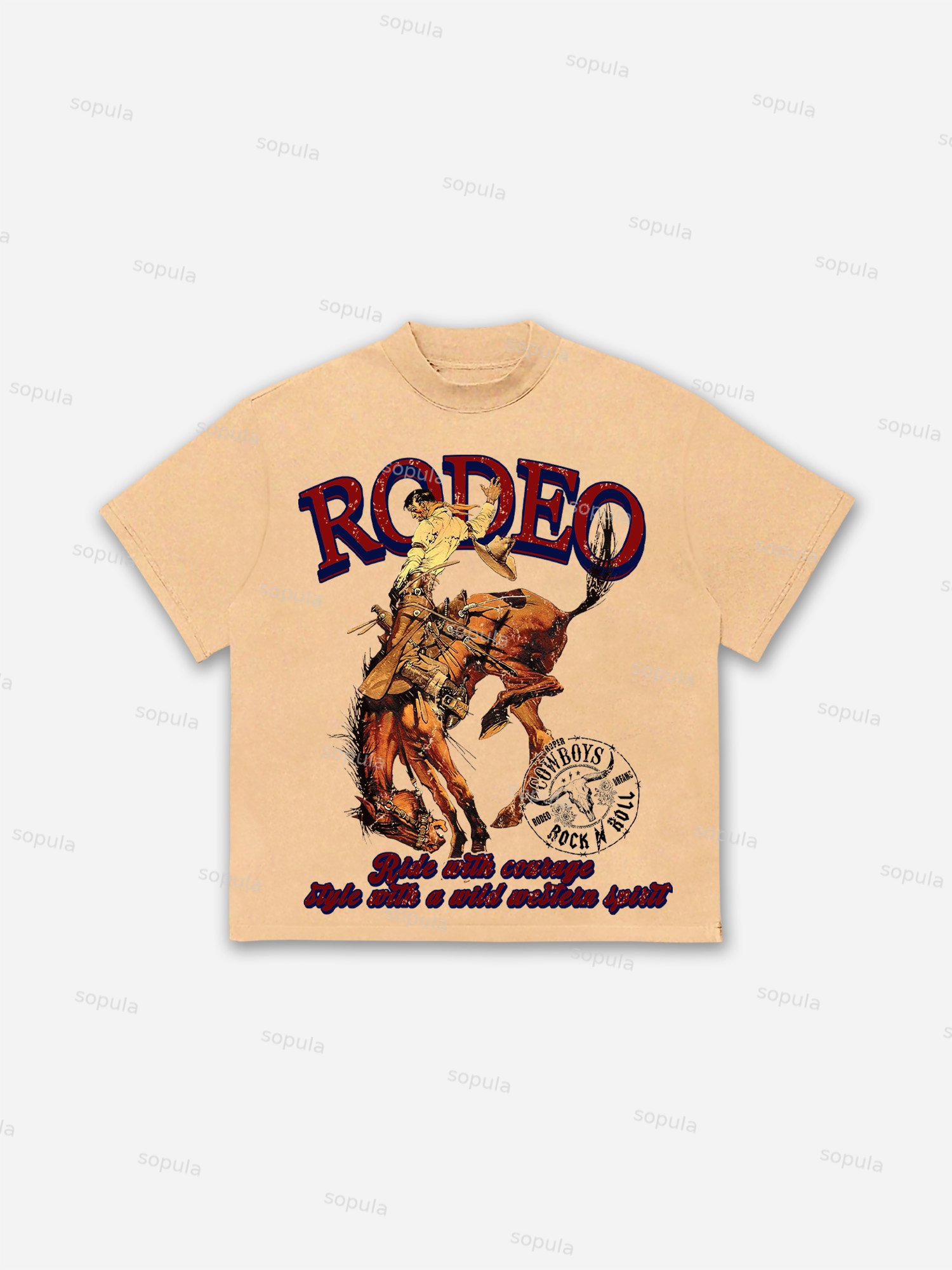Rodeo Cowboy Graphic Print Cotton T-shirt - Sopula｜Premium Graphic Tees & Graphic Clothing
