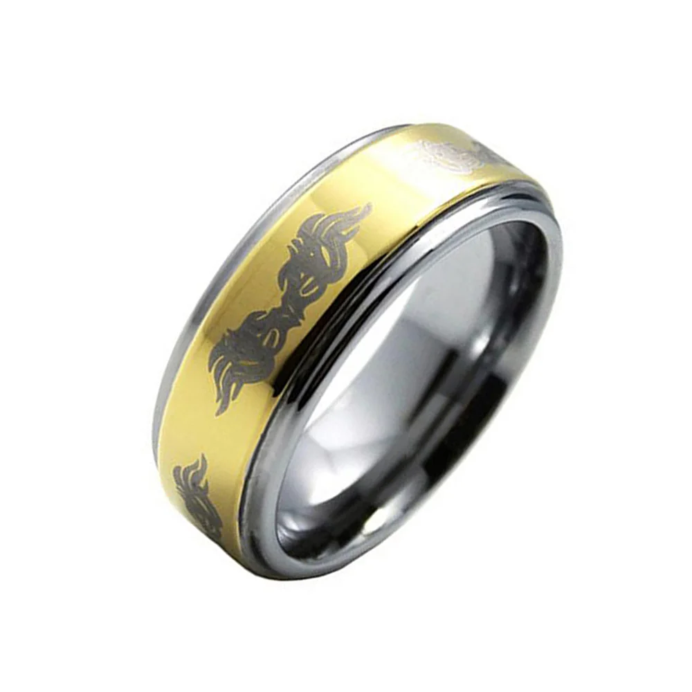6MM 8MM Gold Plated Couple Wedding Laser Pattern Tungsten Carbide Rings