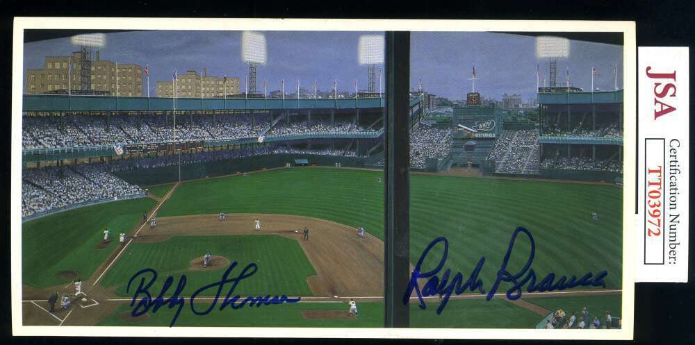 Ralph Branca Bobby Thomson JSA Coa Signed 7X4 Photo Poster painting Postcard Autograph