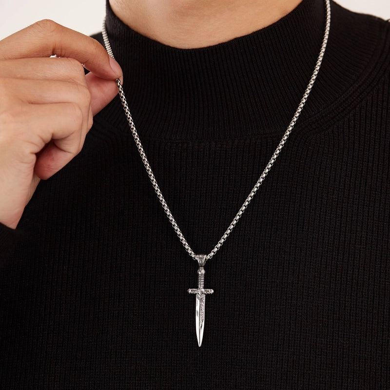 Hip-Hop Vintage Style Sword 304 Stainless Steel Men’s Pendant Necklace Men Pendant Necklaces