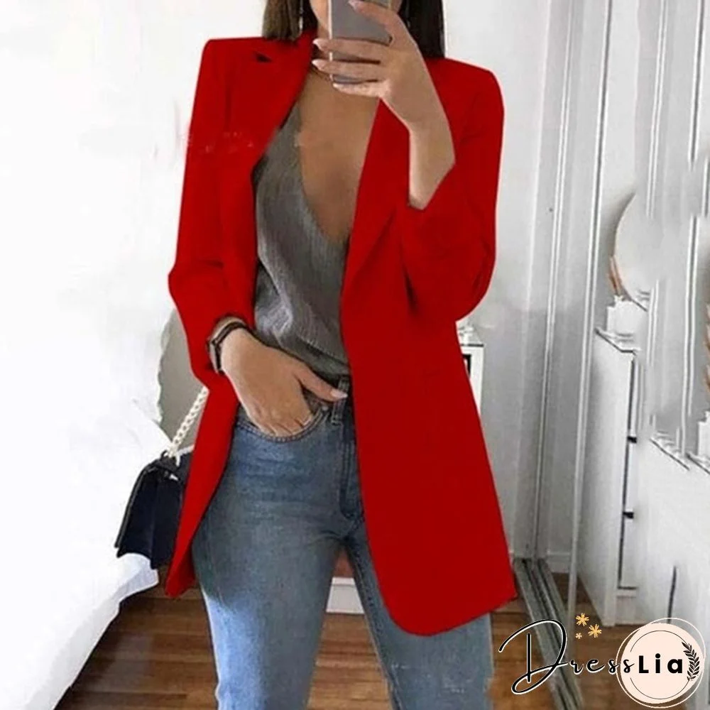 Fashion Women's Blazer Casual Jacket Coat Business Suit Long Spring Tops