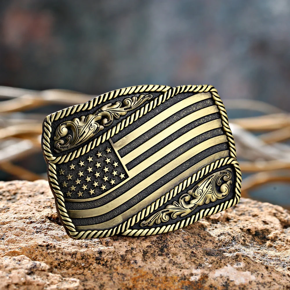 American Flag Square Belt Buckle