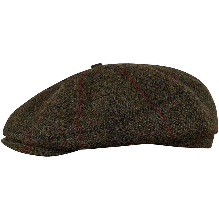SHELBY Harris Tweed Genuine Scottish 8 Panels Newsboy Peaky  Cap Applejack Bandit Hooligan Vintage Gangster Wool Fall Hat GREEN-RED