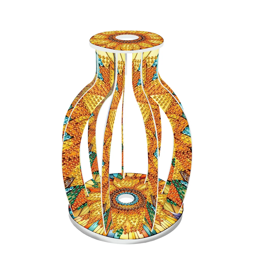 Acrylic Wood Sunflowers DIY Diamond Painting Flower Vase for Home Office Decor