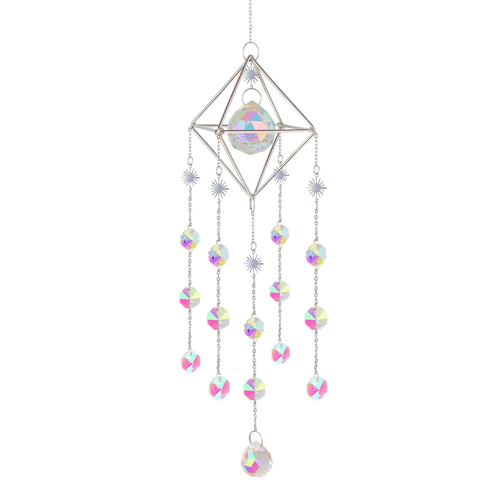 Crystal Wind Chimes Metal Prism Light Catcher Window Curtain Car Home Decor