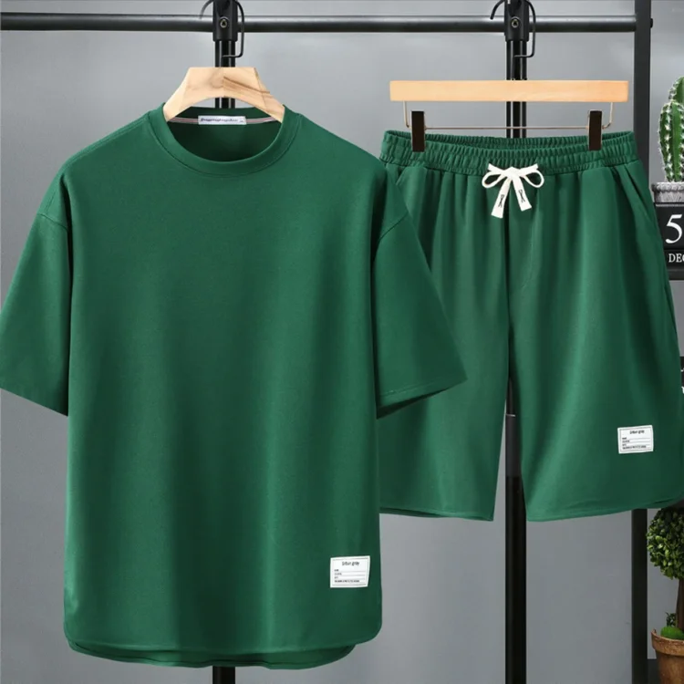 Summer Casual Tee Sets Men Plus Size 8XL 9XL 10XL T Shirts and Shorts Black Loose Short SleeveT-shirts Shorts Suits