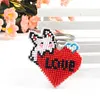 Buuny Love Beaded Counted Cross Stitch Ornament Kit Cross Stitch Bead Keychain 