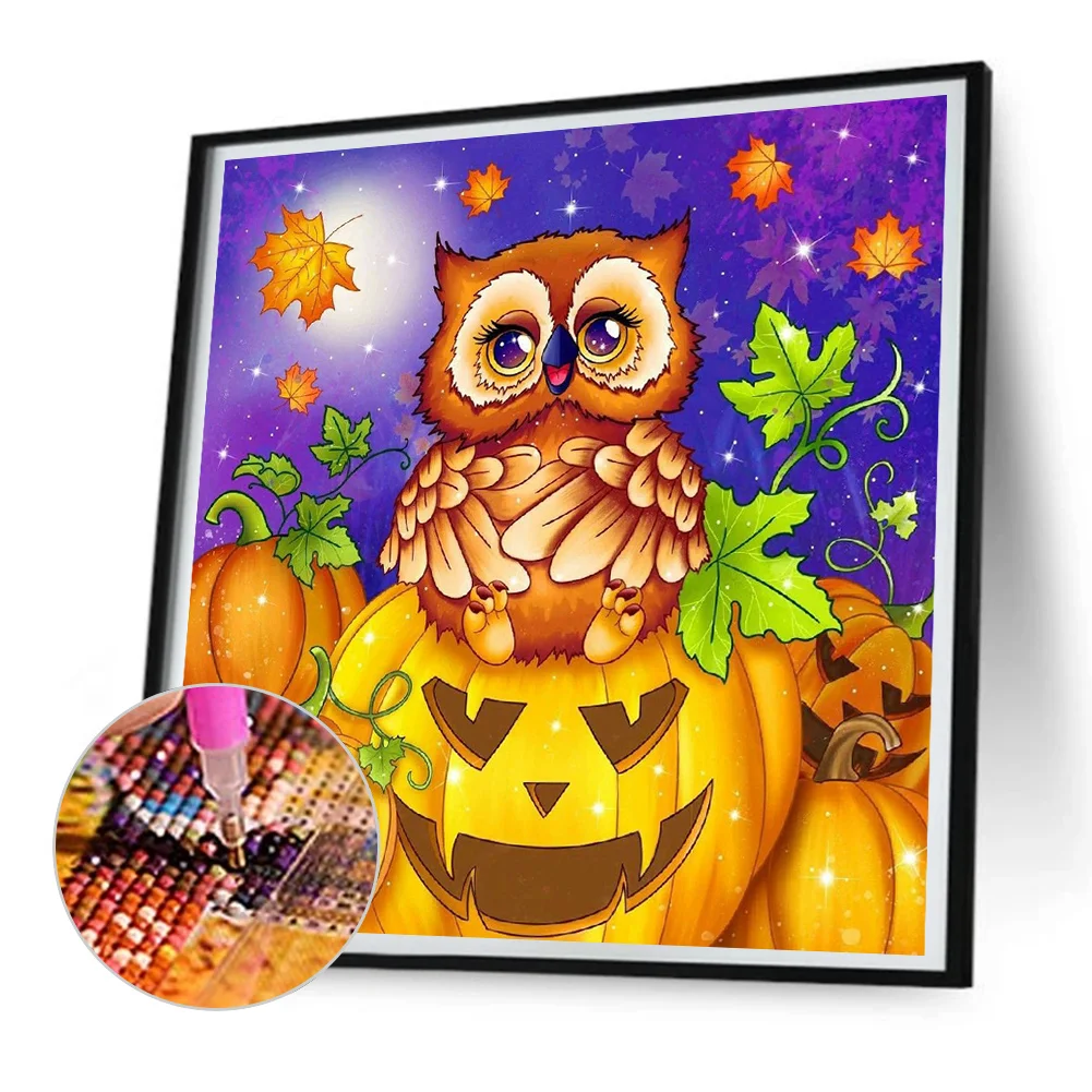 Diamond Painting - Full Round Drill - Owl Pumpkin(Canvas|30*30cm)