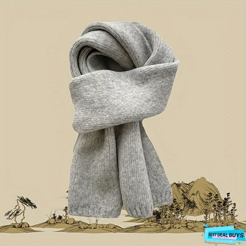 Elegant Women's Solid Color Scarf - Soft Warm Polyester Cotton Blend, Elastic, Windproof Decorative Neck Warmer For Casual Outings, Woven