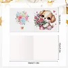 (US Local)6Pcs Flower Puppy Diamond Painting Greeting Card Diamond Handmade Card