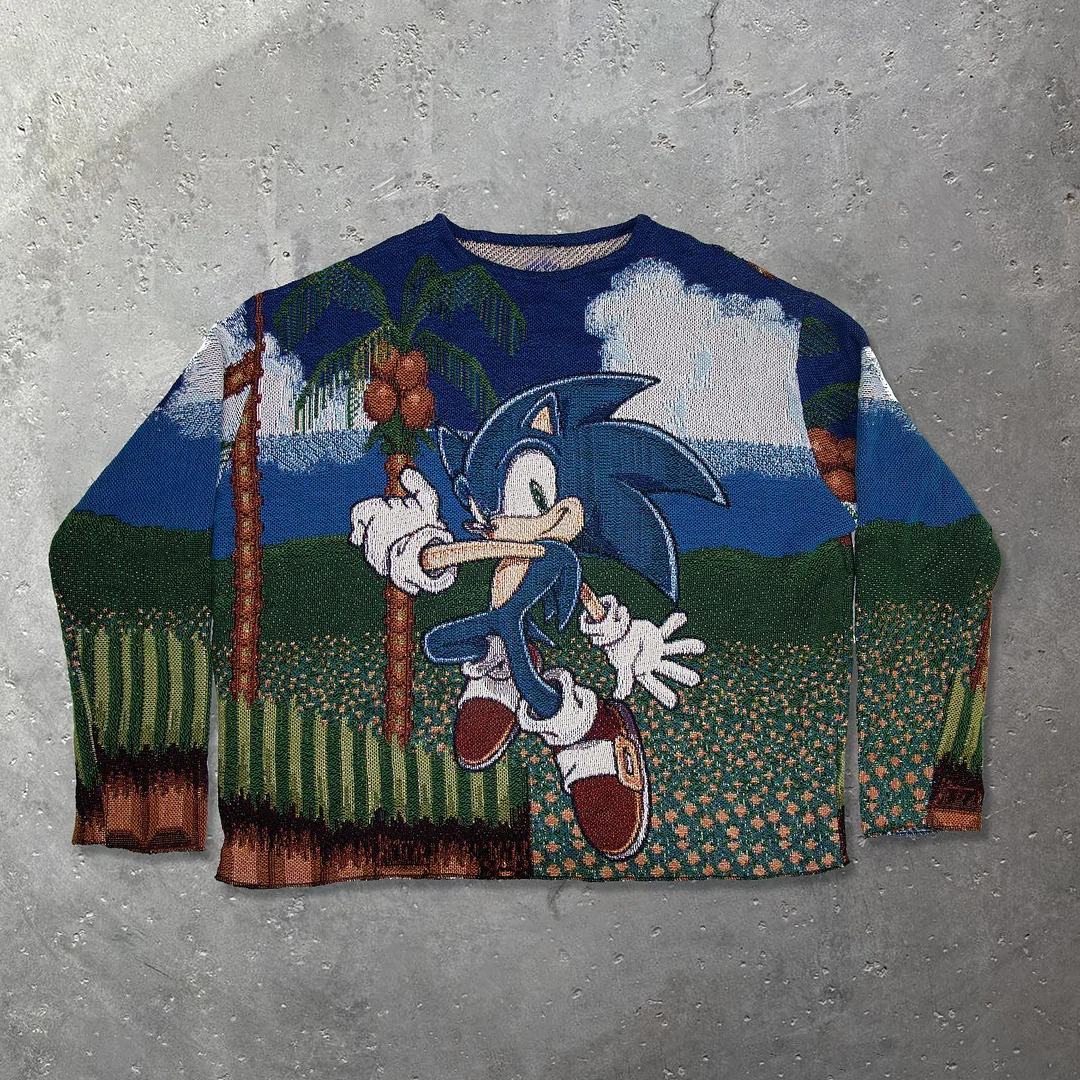 cartoon retro print tapestry sweatshirt