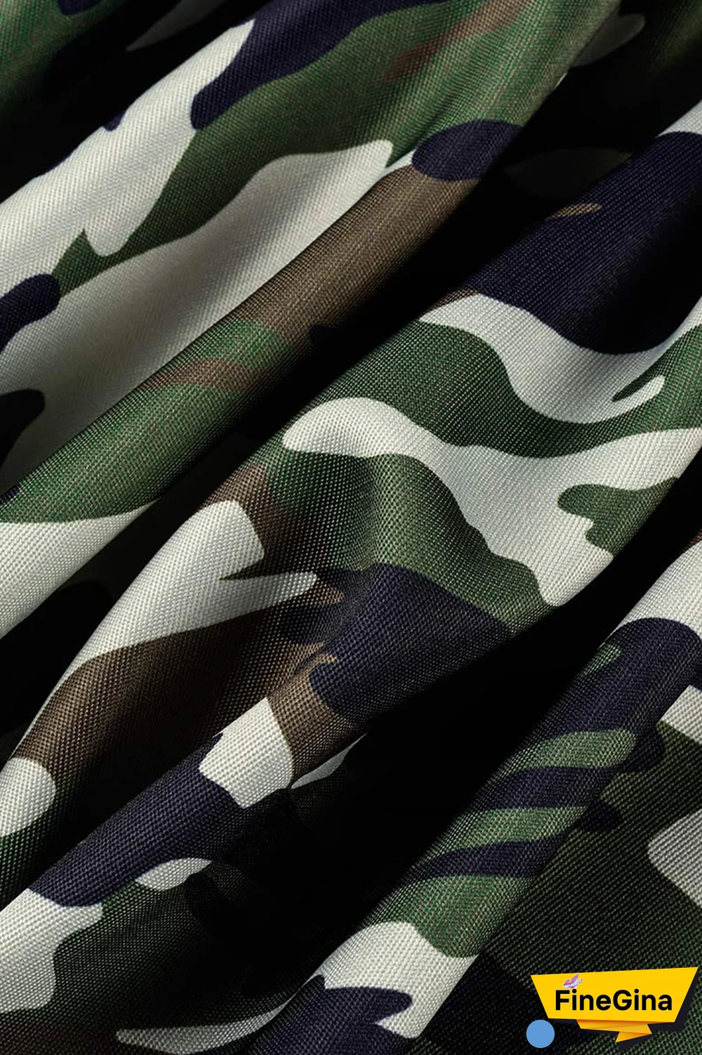 Camouflage Casual Camouflage Print Patchwork Turndown Collar Shirt Dress Dresses