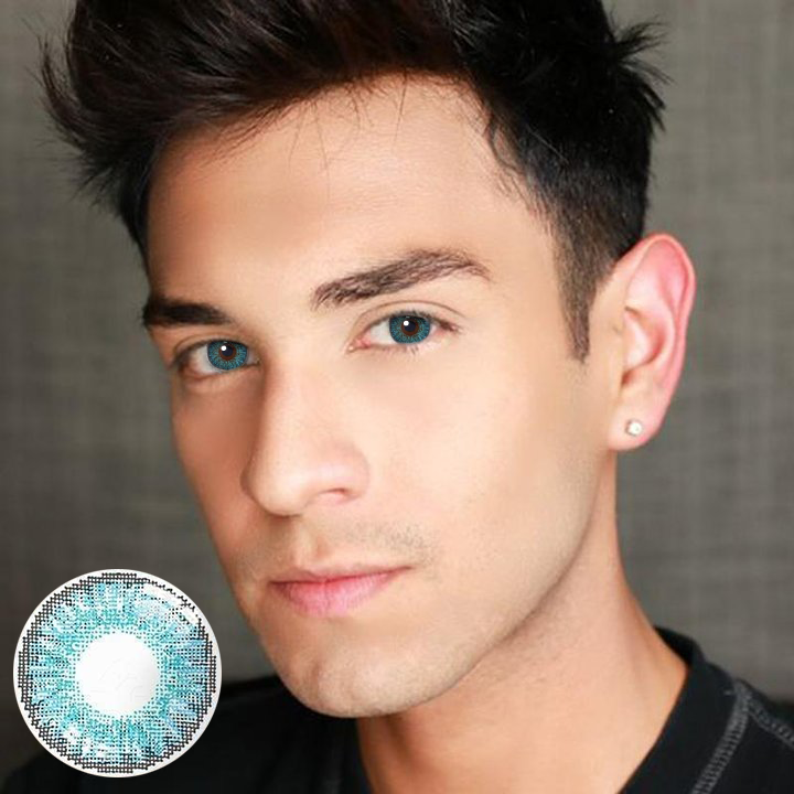 Men's 3 Tone BRILLIANT BLUE Colored Contacts