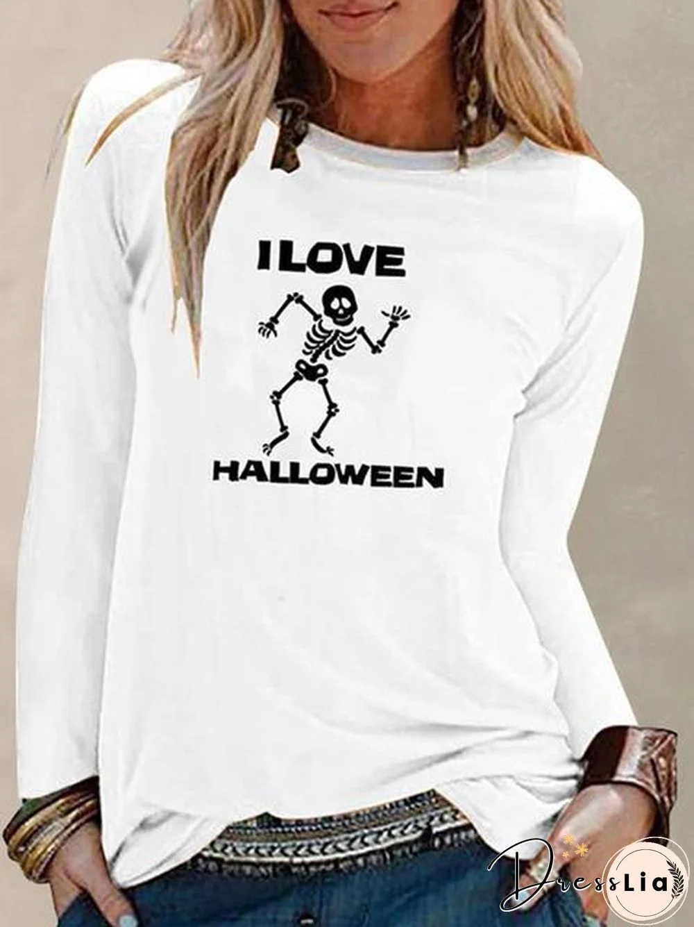Halloween Print Casual Tops