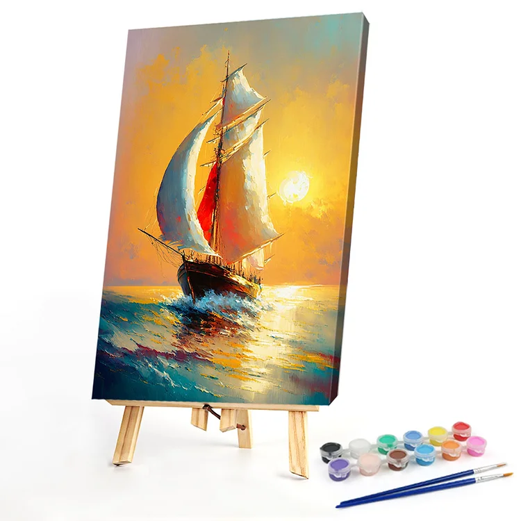 Oil Paint By Numbers -  Sailing On The Sea  40*60CM