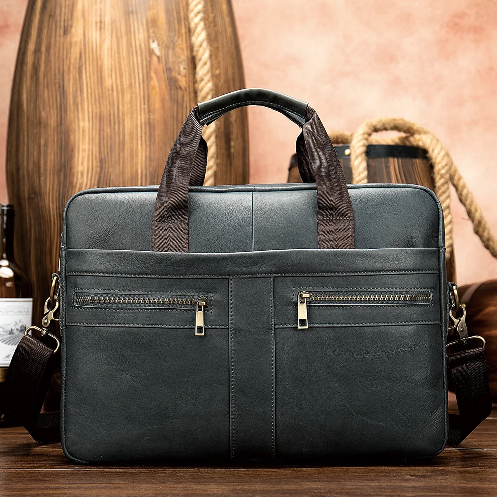 Men's genuine leather men's business bag 14 inch computer bag portable shoulder bag